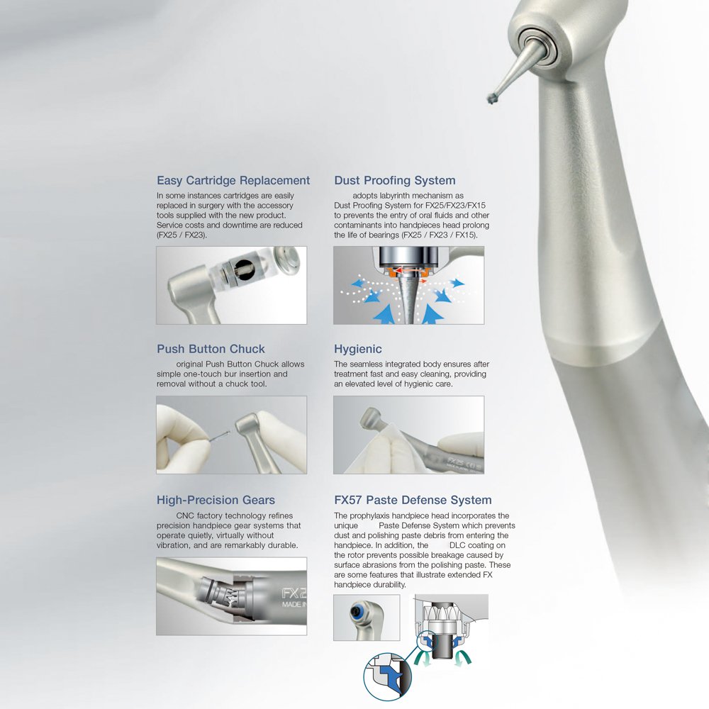 Turbine Air Rotor Dental FX Push Button Contra Angle for Connecting High-speed Diamond Burs New Product in China CE Small Head