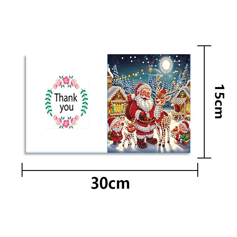 8 Pieces New Listing Christmas Diamond Painting Greeting Card Santa Claus Holiday Wishes Handmade Postcards Festival Gifts
