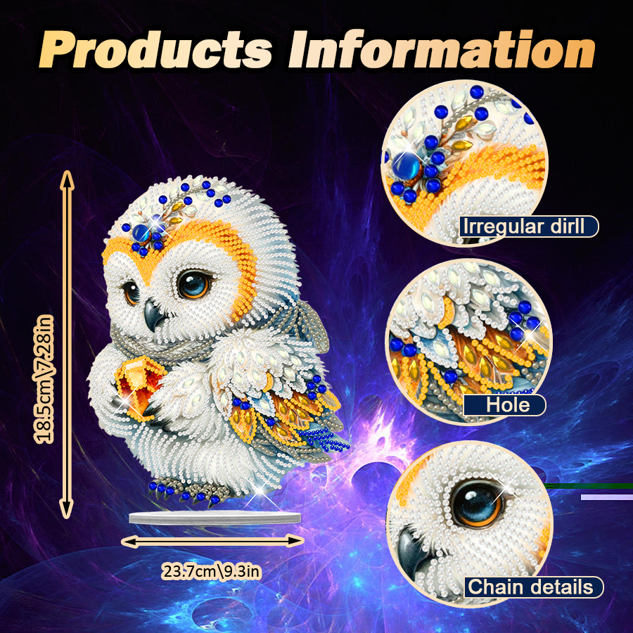 High Quality DIY 5D Diamond Painting Table Ornament Owl Full Acrylic Diamond Painting Ornament For Home Decor