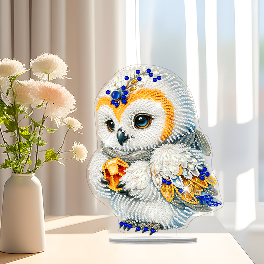 High Quality DIY 5D Diamond Painting Table Ornament Owl Full Acrylic Diamond Painting Ornament For Home Decor