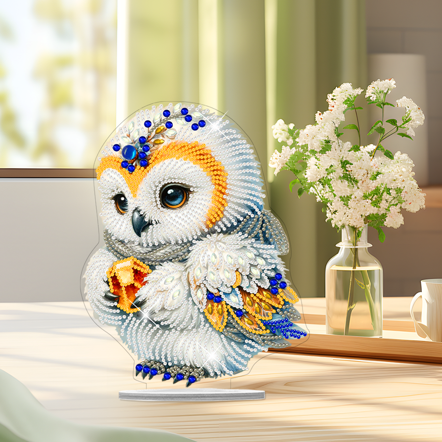 High Quality DIY 5D Diamond Painting Table Ornament Owl Full Acrylic Diamond Painting Ornament For Home Decor