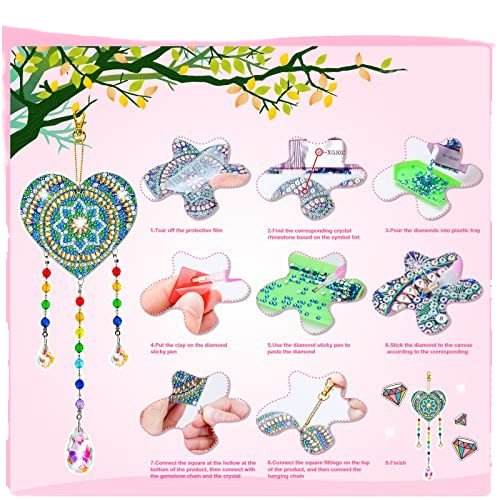 Cartoon-Style Animal DIY Diamond Painting Double-Sided Acrylic Decorative Pendant Wind Chime Beaded Pendant Home Use Direct
