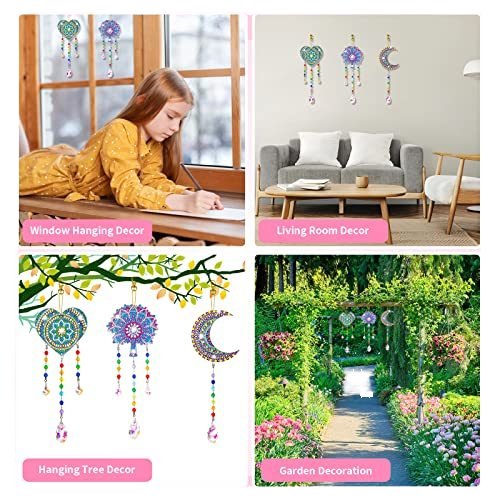 Cartoon-Style Animal DIY Diamond Painting Double-Sided Acrylic Decorative Pendant Wind Chime Beaded Pendant Home Use Direct