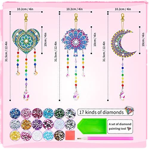 Cartoon-Style Animal DIY Diamond Painting Double-Sided Acrylic Decorative Pendant Wind Chime Beaded Pendant Home Use Direct
