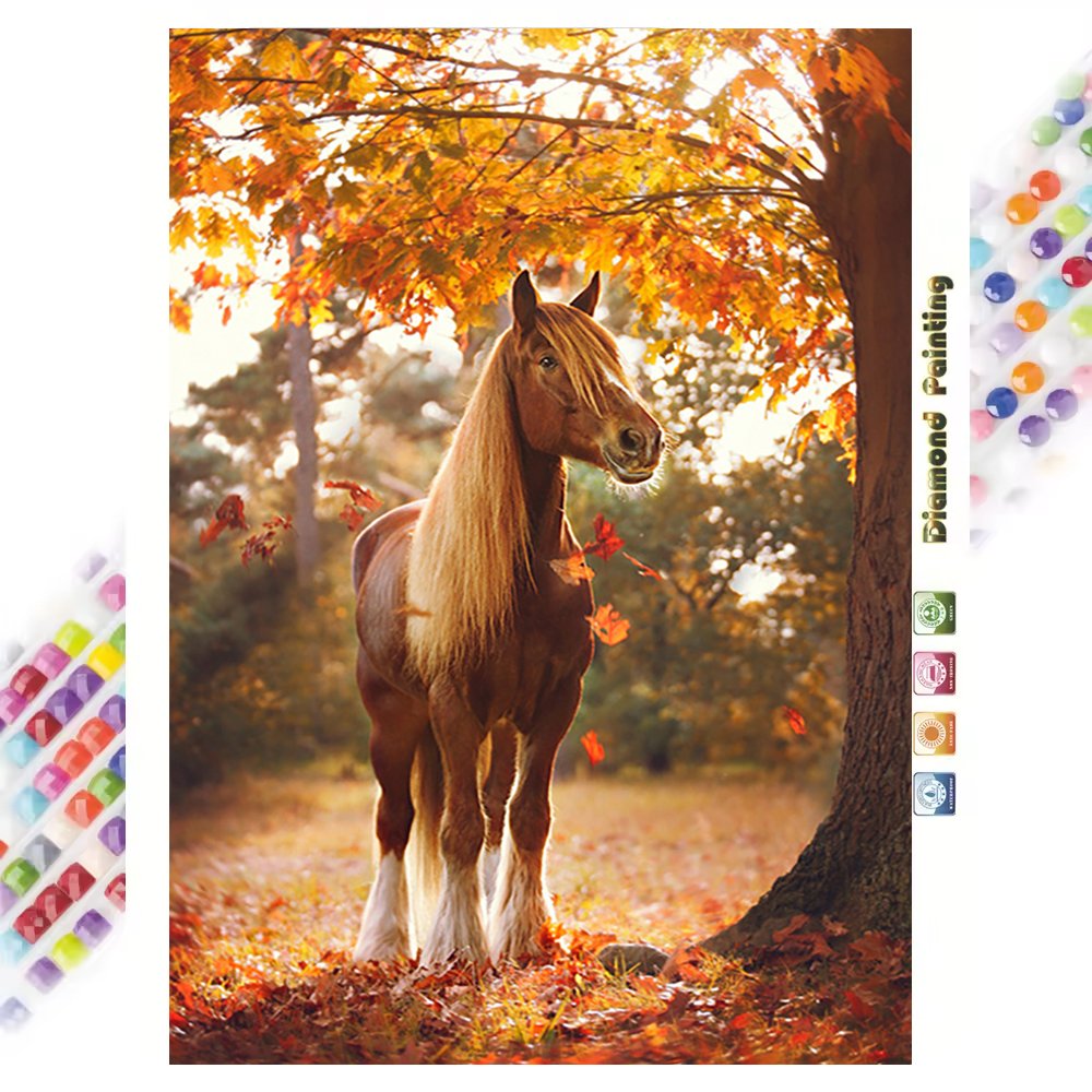 Animal Horse Diamond Art Painting Tree Landscape 5D Diamond Painting DIY Full Drill Home Decoration Custom Picture Wholesale