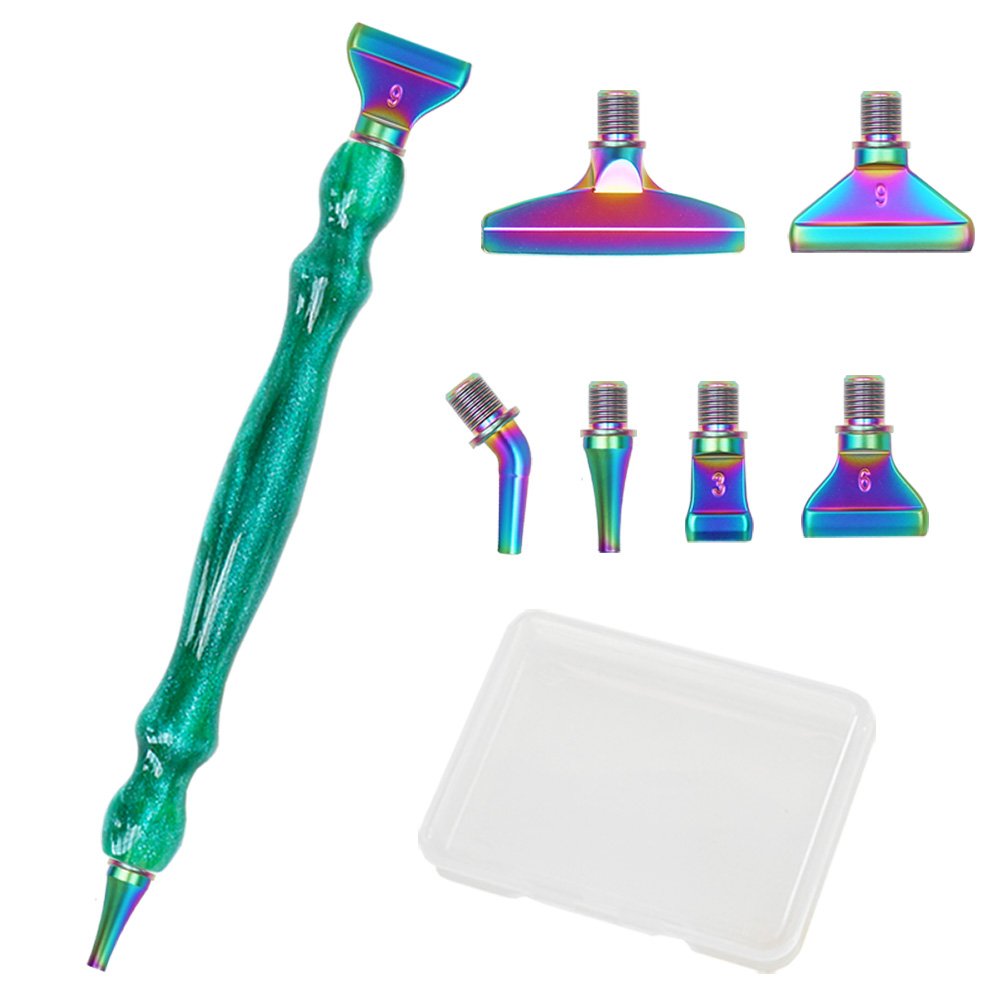 Fashion New Diamond Painting Tool Accessories 6 Metal Drill Bit Resin Point Drilling Pen Laser Five Colors With Box And Clay