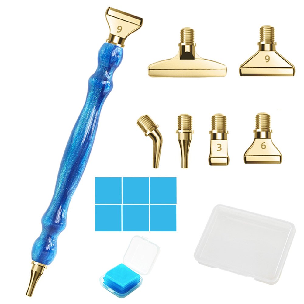 Fashion New Diamond Painting Tool Accessories 6 Metal Drill Bit Resin Point Drilling Pen Laser Five Colors With Box And Clay