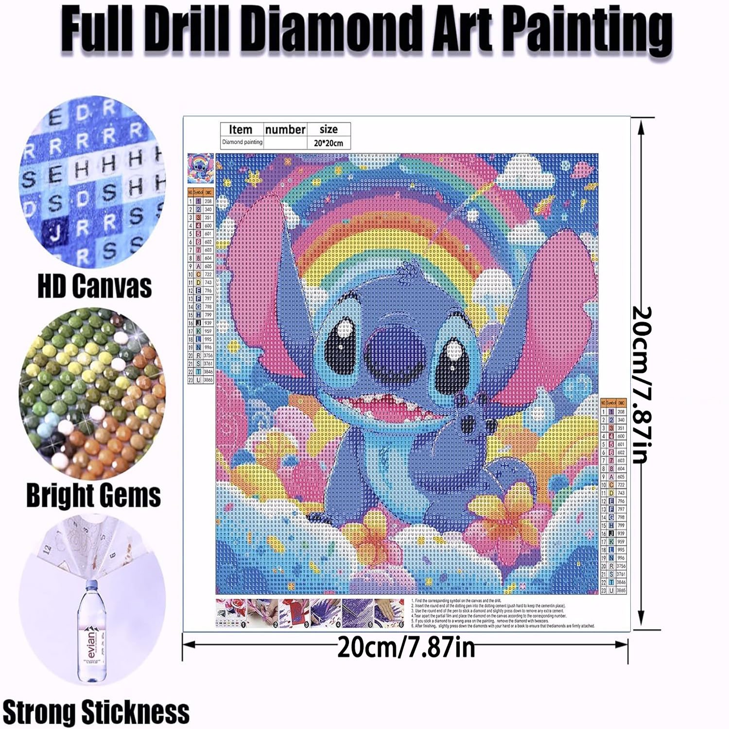 Adult Diamond Art Painting Kit Cartoon Cute Style Smile Stitch Drawing Round Diamond 5D Diamond Drawing Furniture Decoration