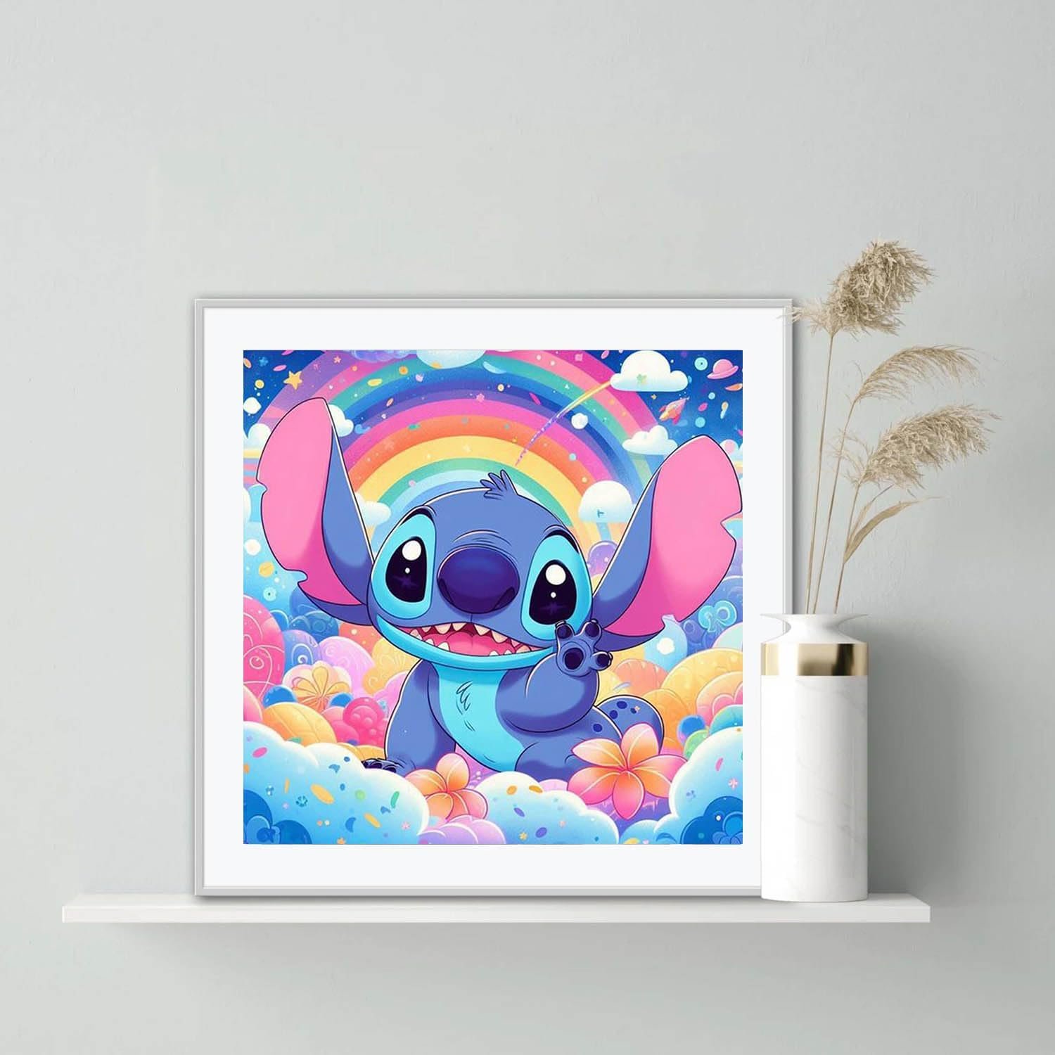 Adult Diamond Art Painting Kit Cartoon Cute Style Smile Stitch Drawing Round Diamond 5D Diamond Drawing Furniture Decoration