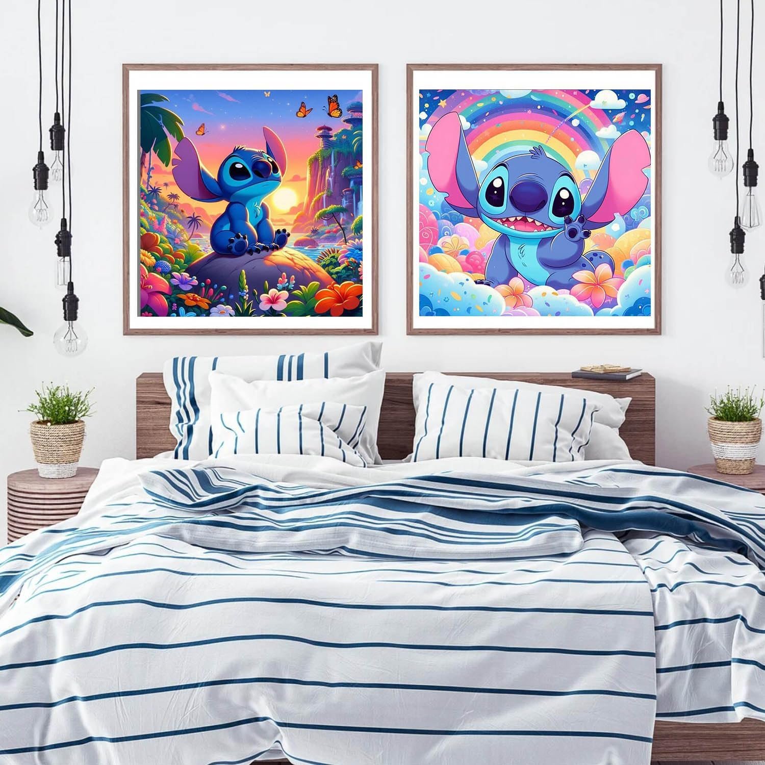 Adult Diamond Art Painting Kit Cartoon Cute Style Smile Stitch Drawing Round Diamond 5D Diamond Drawing Furniture Decoration