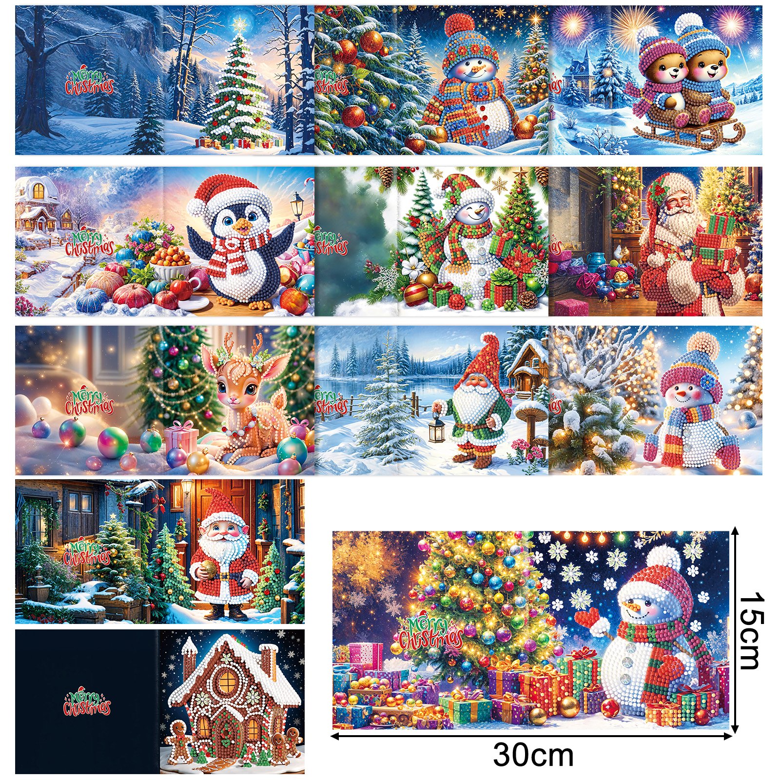 2025 new Diamond Painting Cards Christmas Santa Card Diy Mosaic Art Crafts Postcard Holiday Gift Gem greeting cards with envolpe