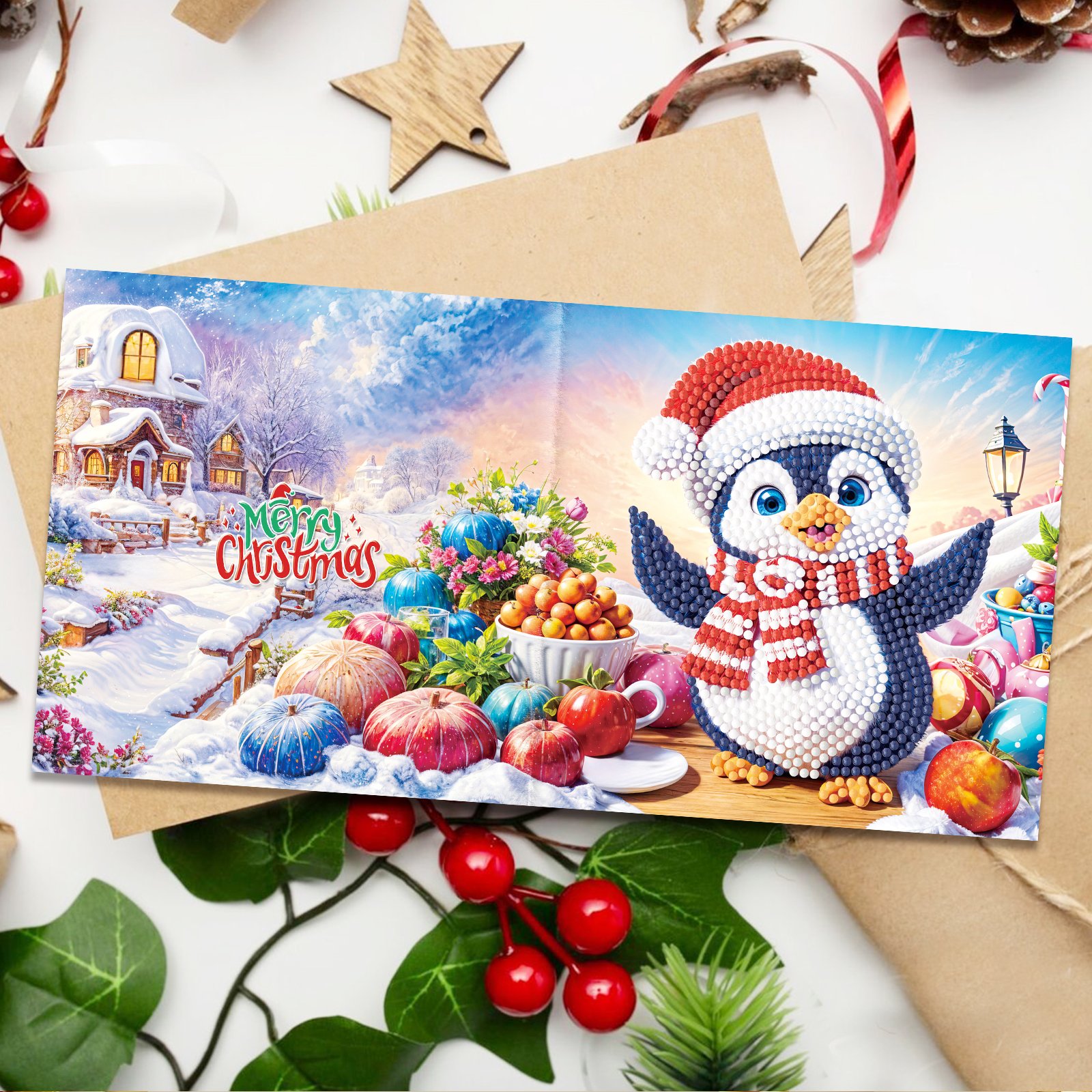 2025 new Diamond Painting Cards Christmas Santa Card Diy Mosaic Art Crafts Postcard Holiday Gift Gem greeting cards with envolpe