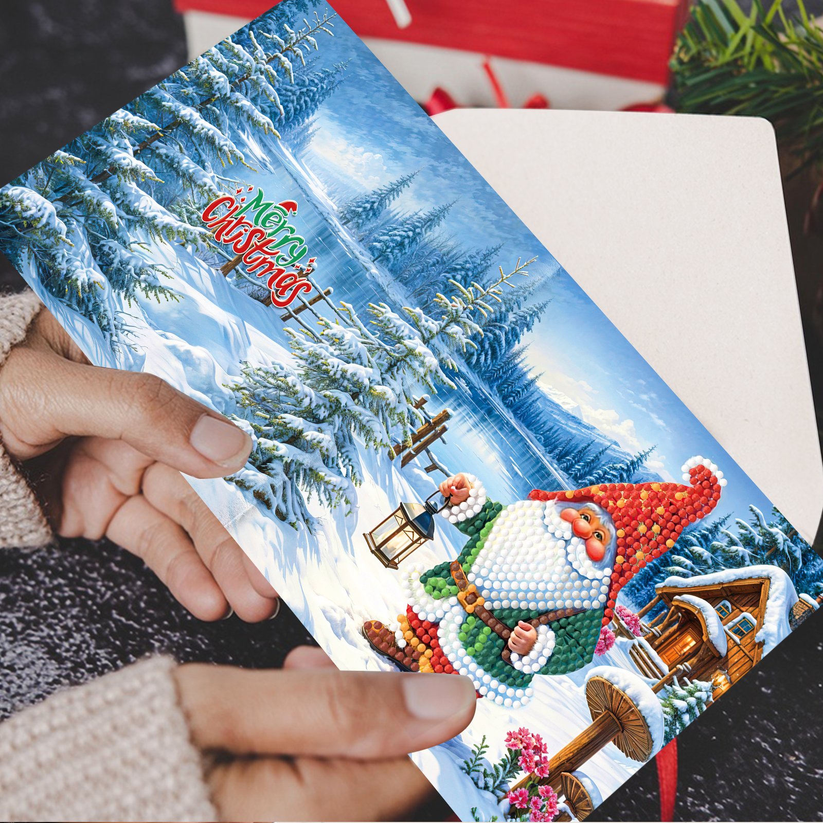 2025 new Diamond Painting Cards Christmas Santa Card Diy Mosaic Art Crafts Postcard Holiday Gift Gem greeting cards with envolpe