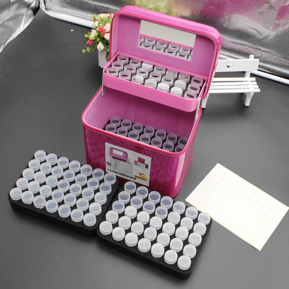 Diy Diamond Painting Tools 126 Bottles Storage Bag Carry Case Drill Zipper High Capacity
