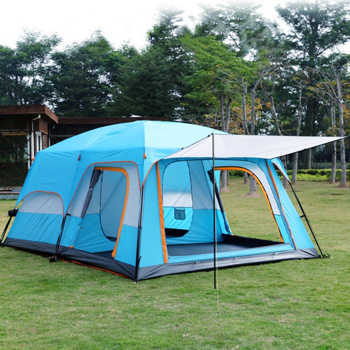 8-12 Persons Outdoor Large Space Family Camping Double Layers 2 Rooms 1 Living Room Big Tent For Sale