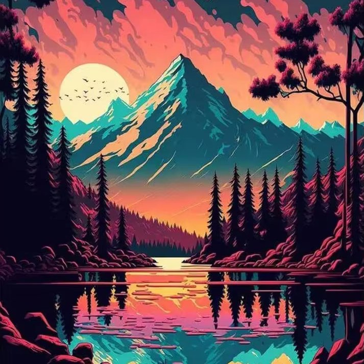 Wholesale 5D DIY Diamond Painting Kits Creative Mountain Sunset Scenery Full Drill AB Diamonds Custom Design for Home Decor