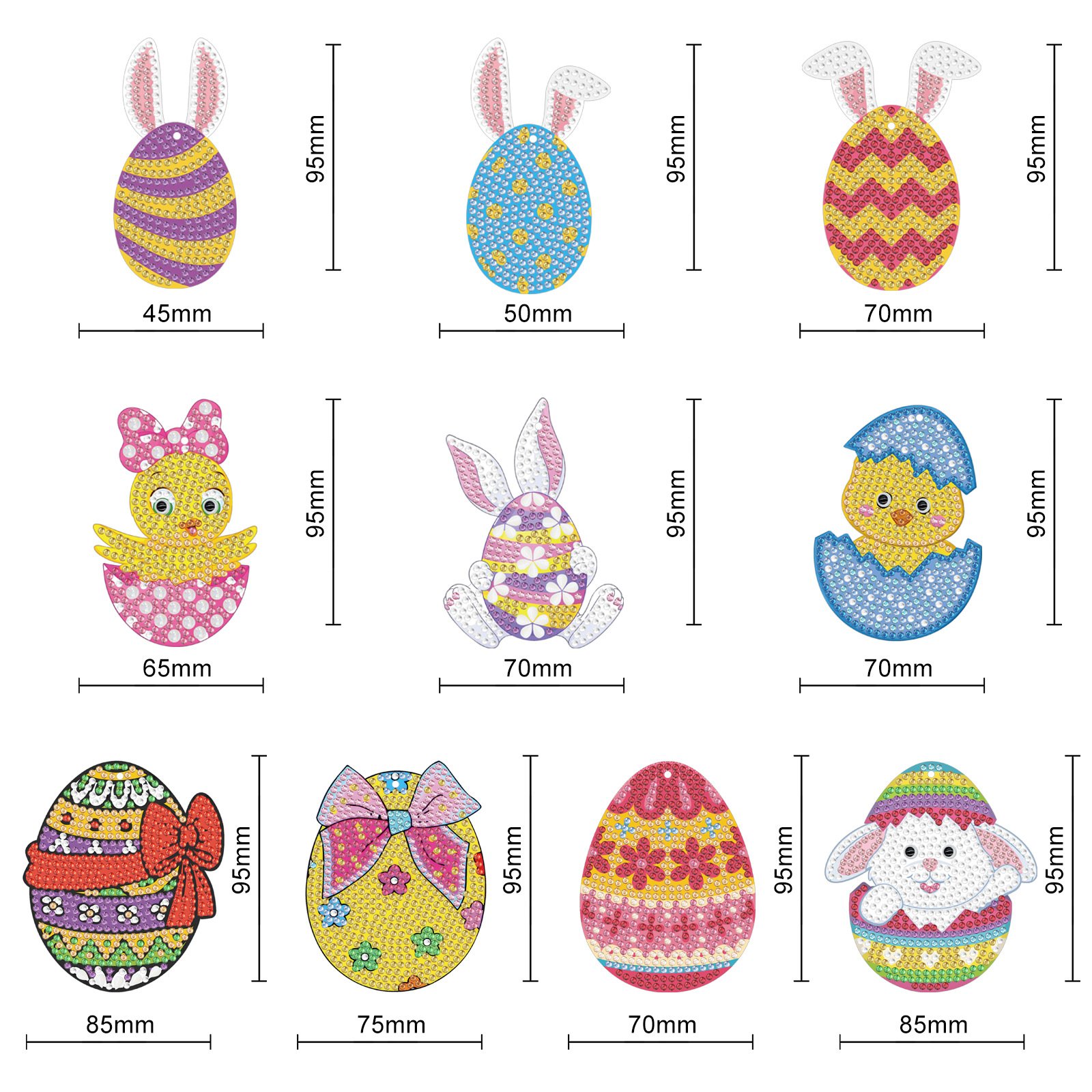 Diamond painting creative DIY cartoon handmade diamond sticker lightweight PET decorative pendant for Easter Christmas