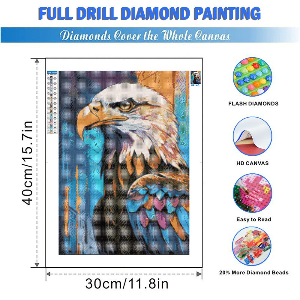 5D DIY Diamond Mosaic Animal Picture Embroidery AB Drill Painting Eagle Full Round Cross Stitch Decor For Home