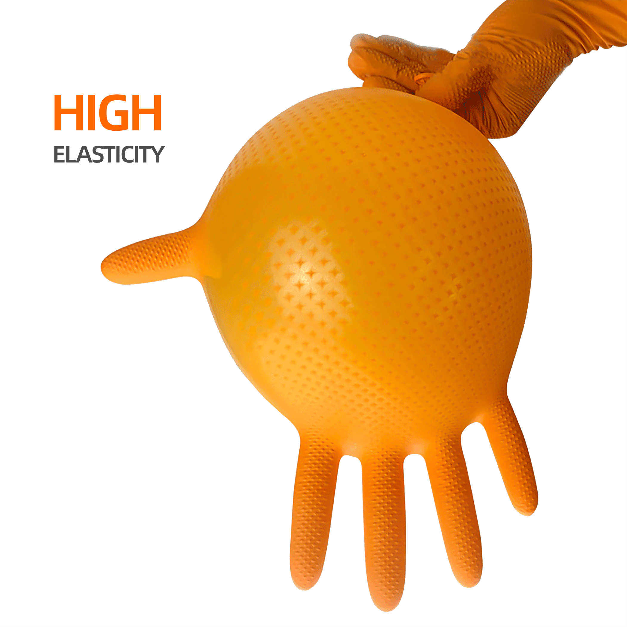 Powder Latex Free 8 Mil Orange Mechanical Diamond Nitrile Gloves for Auto Repair Landscape Gardening Woodworking