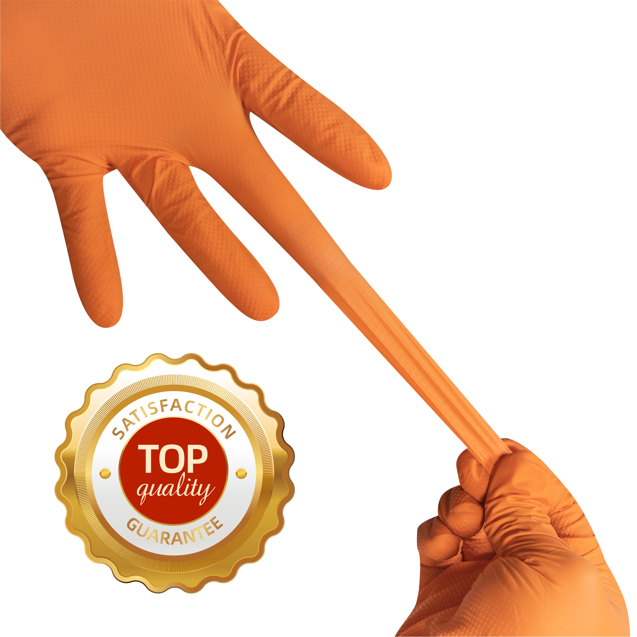 Powder Latex Free 8 Mil Orange Mechanical Diamond Nitrile Gloves for Auto Repair Landscape Gardening Woodworking
