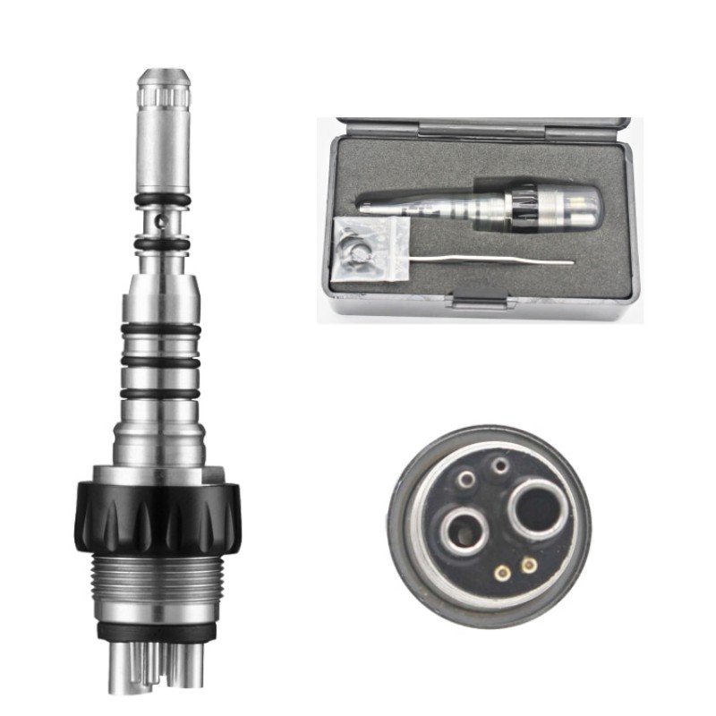 Dental High-Speed Hand Tools Quick Coupling Fiber Optic Handpiece Adaptor 2/4/6 Holes Electric Metal LED