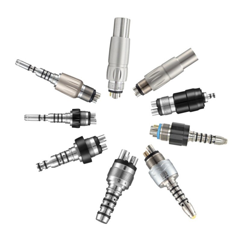 Dental High-Speed Hand Tools Quick Coupling Fiber Optic Handpiece Adaptor 2/4/6 Holes Electric Metal LED