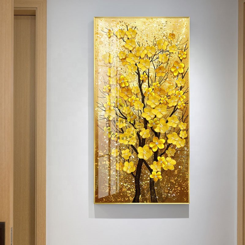 Foshan custom size entrance melilotus officinalis crystal porcelain wall decor painting