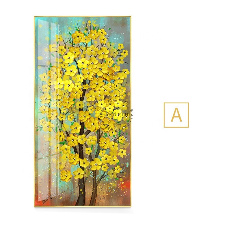 Foshan custom size entrance melilotus officinalis crystal porcelain wall decor painting