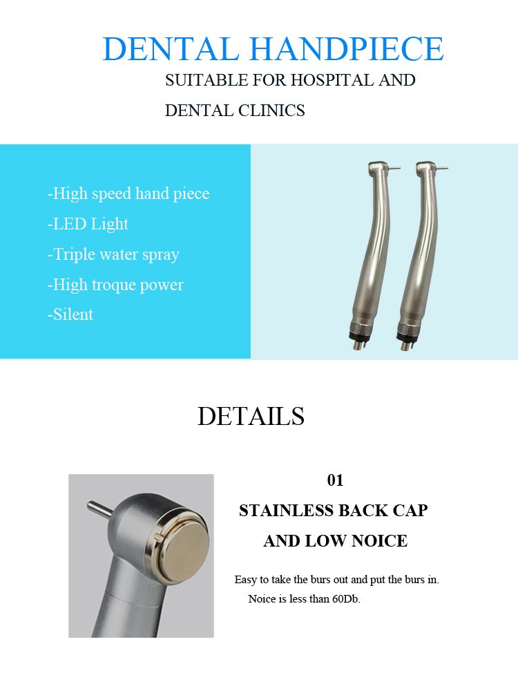 Dental High Speed Handpiece Set Anti-Suction Contra Angle dental equipment Push Button Handpiece