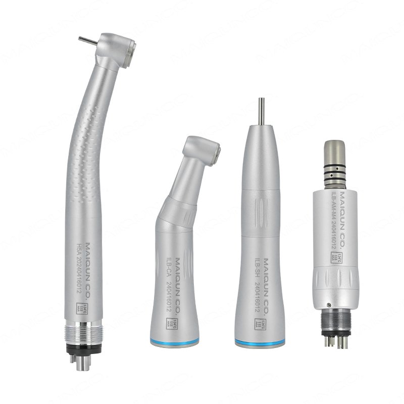 High Quality WH Type 5 Led Dental Air Turbine 1:1 E Generator Internal Spray SLow Contra Angle Set High Speed Handpiece Kit
