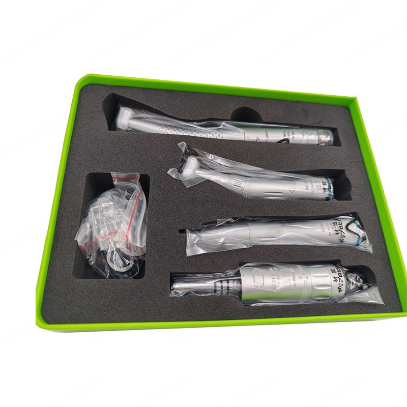 High Quality WH Type 5 Led Dental Air Turbine 1:1 E Generator Internal Spray SLow Contra Angle Set High Speed Handpiece Kit