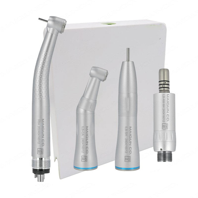 High Quality WH Type 5 Led Dental Air Turbine 1:1 E Generator Internal Spray SLow Contra Angle Set High Speed Handpiece Kit
