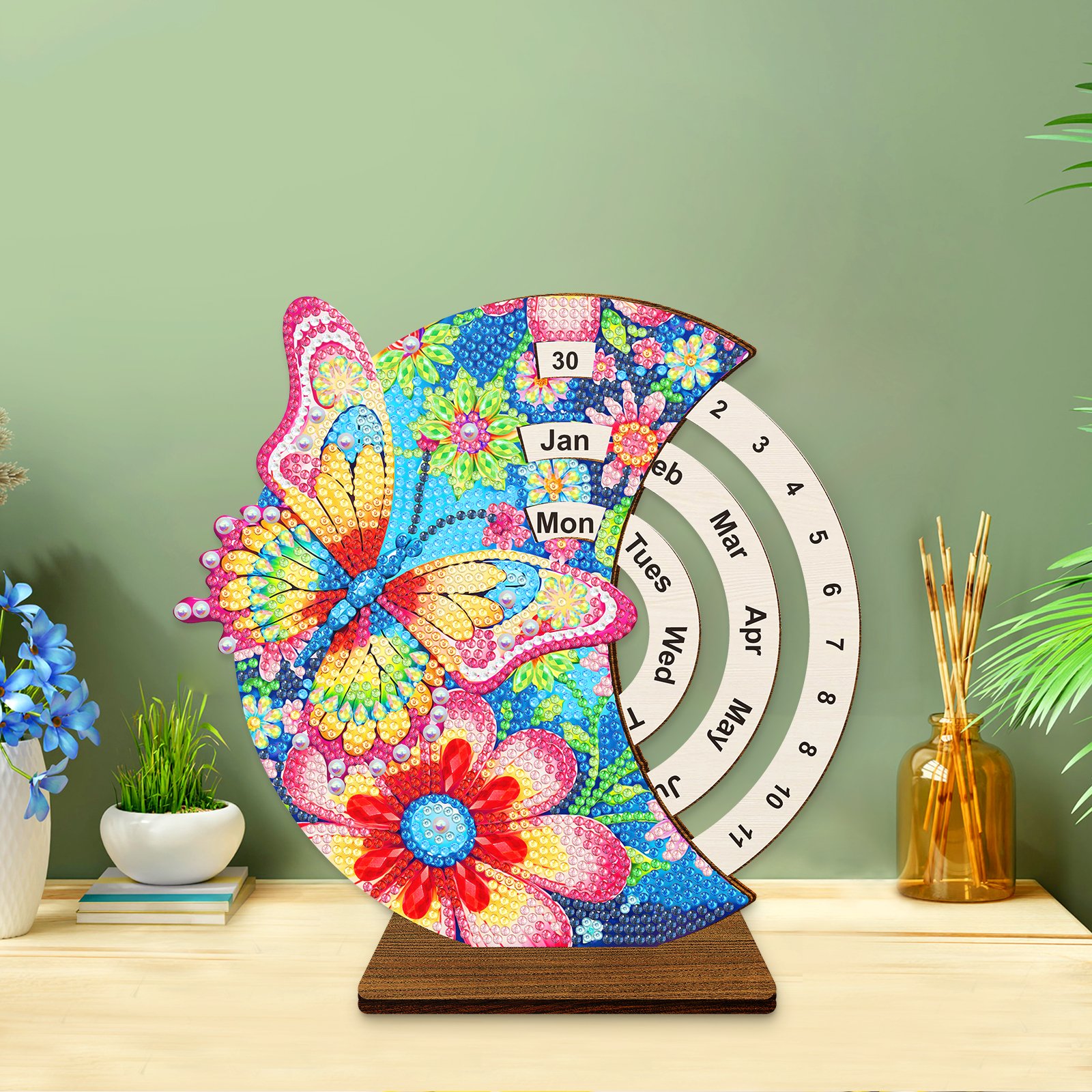 2025 New Diamond Painting Wooden Desk Calendar 5D DIY Ornament