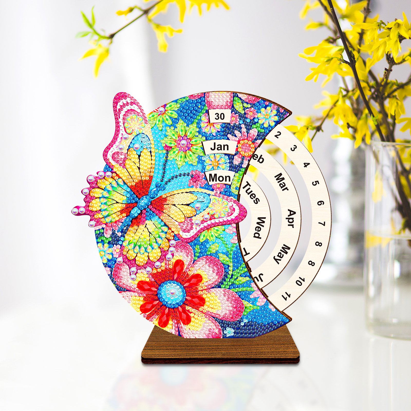 2025 New Diamond Painting Wooden Desk Calendar 5D DIY Ornament