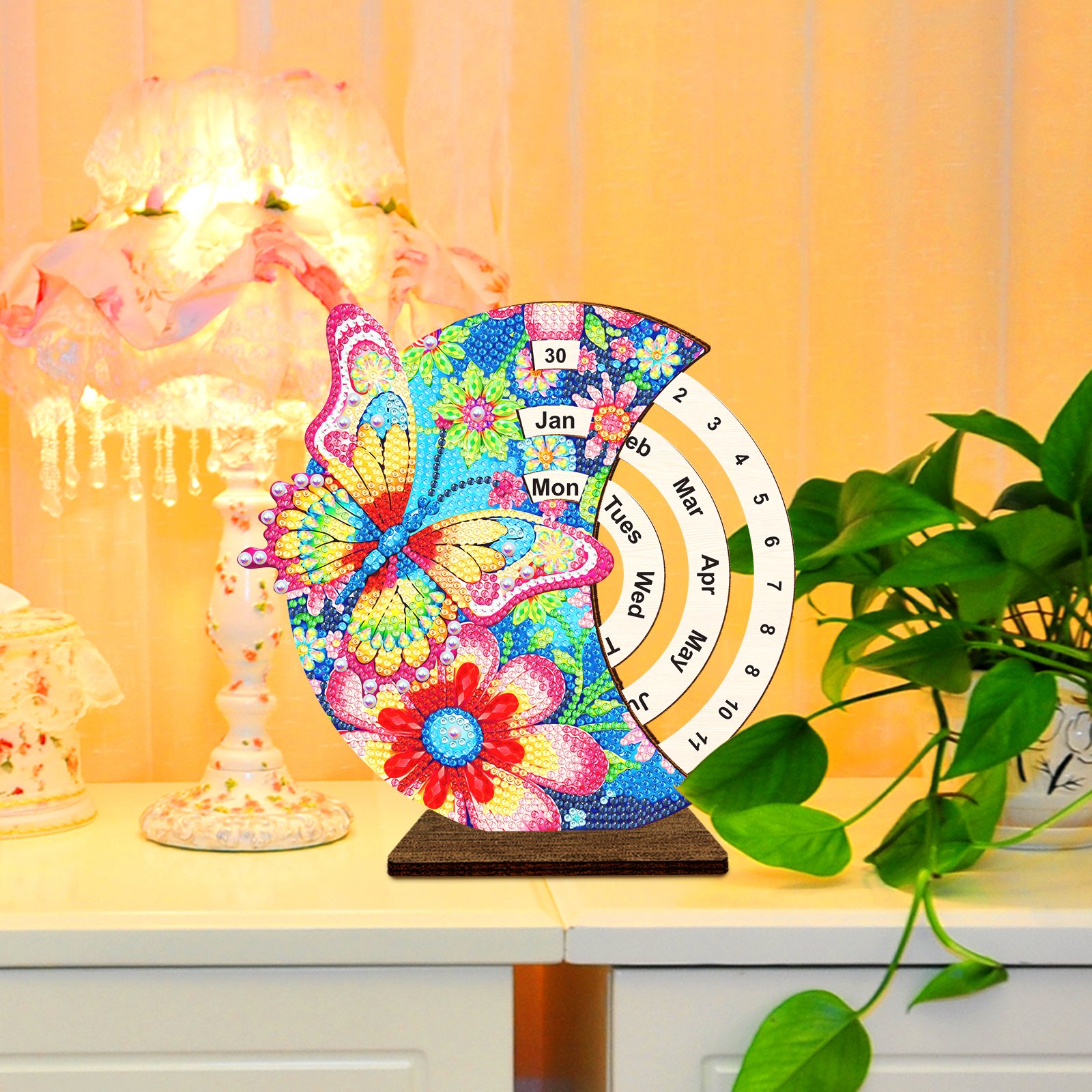 2025 New Diamond Painting Wooden Desk Calendar 5D DIY Ornament