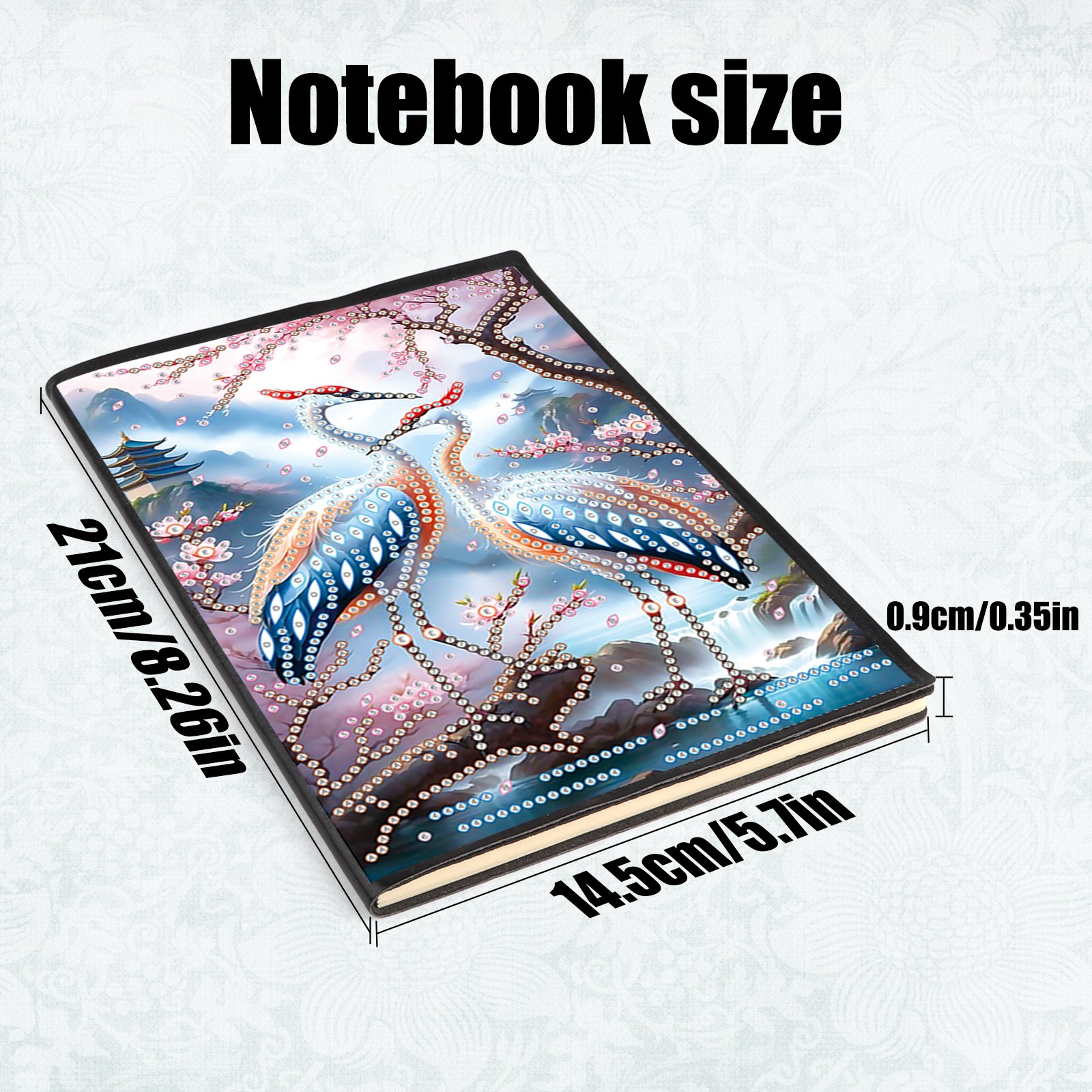 50 Pages No Line A5 Crane 5D DIY Craft Notebook Diamond Painting Kit