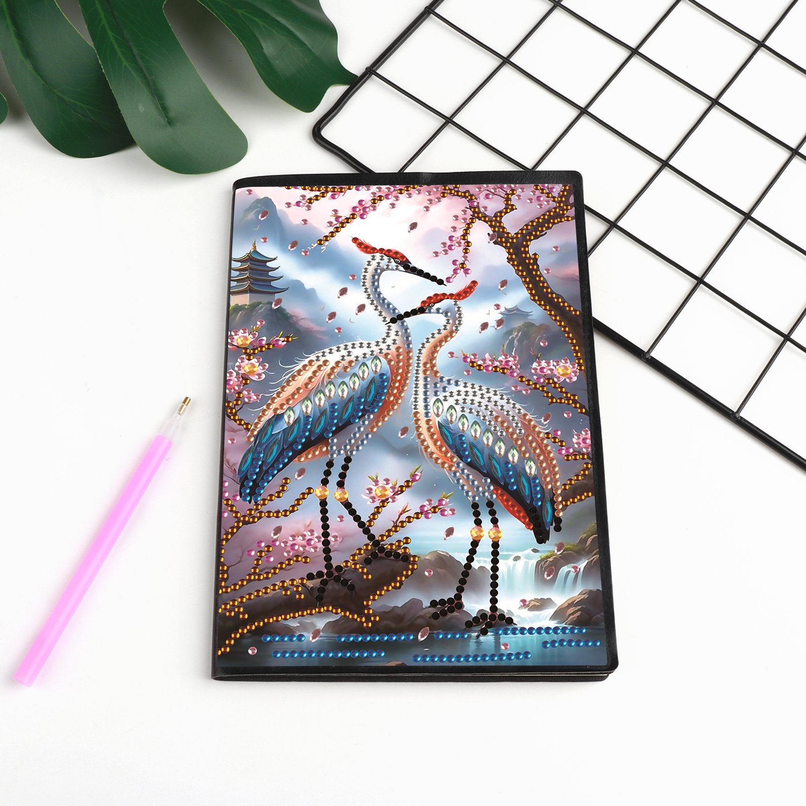 50 Pages No Line A5 Crane 5D DIY Craft Notebook Diamond Painting Kit