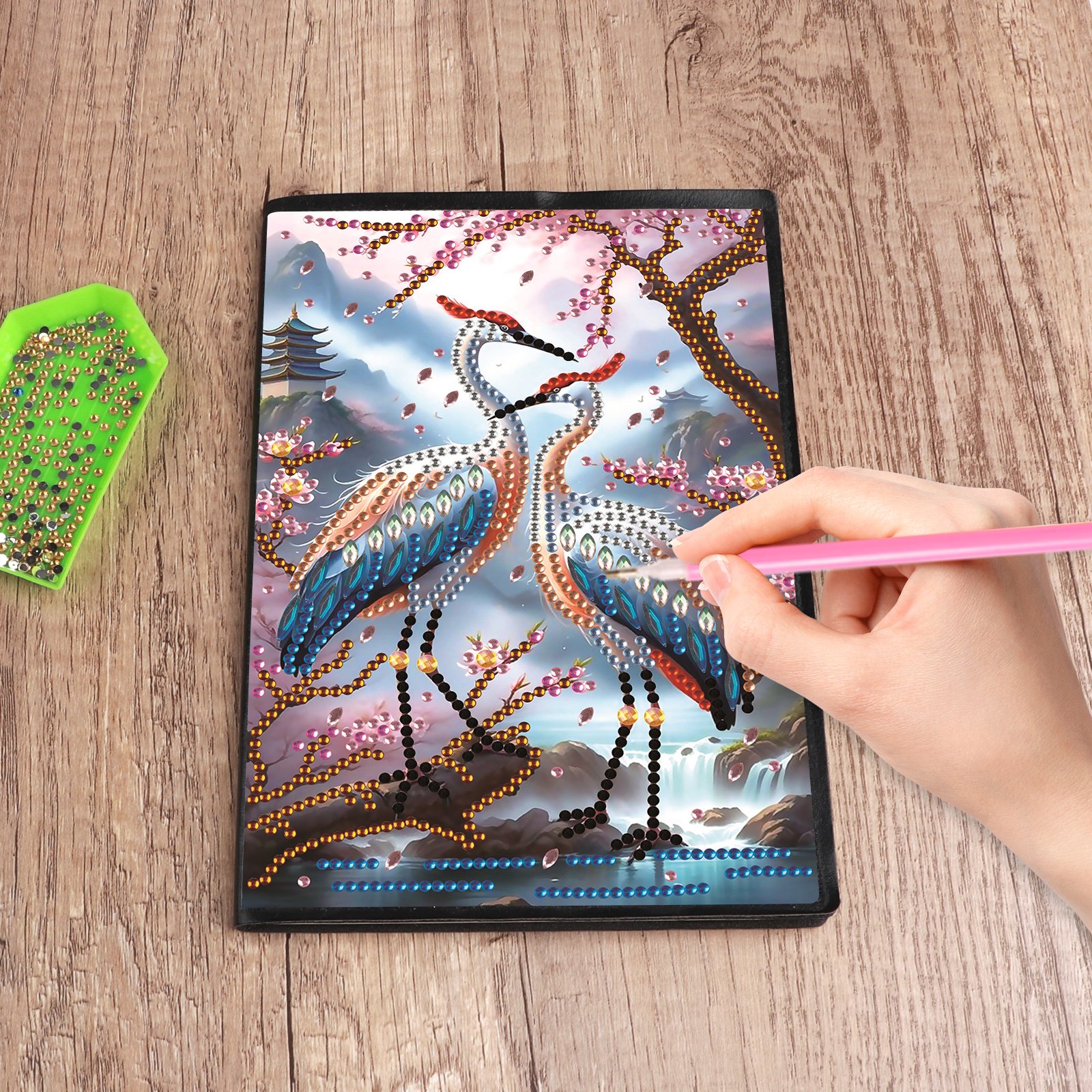 50 Pages No Line A5 Crane 5D DIY Craft Notebook Diamond Painting Kit