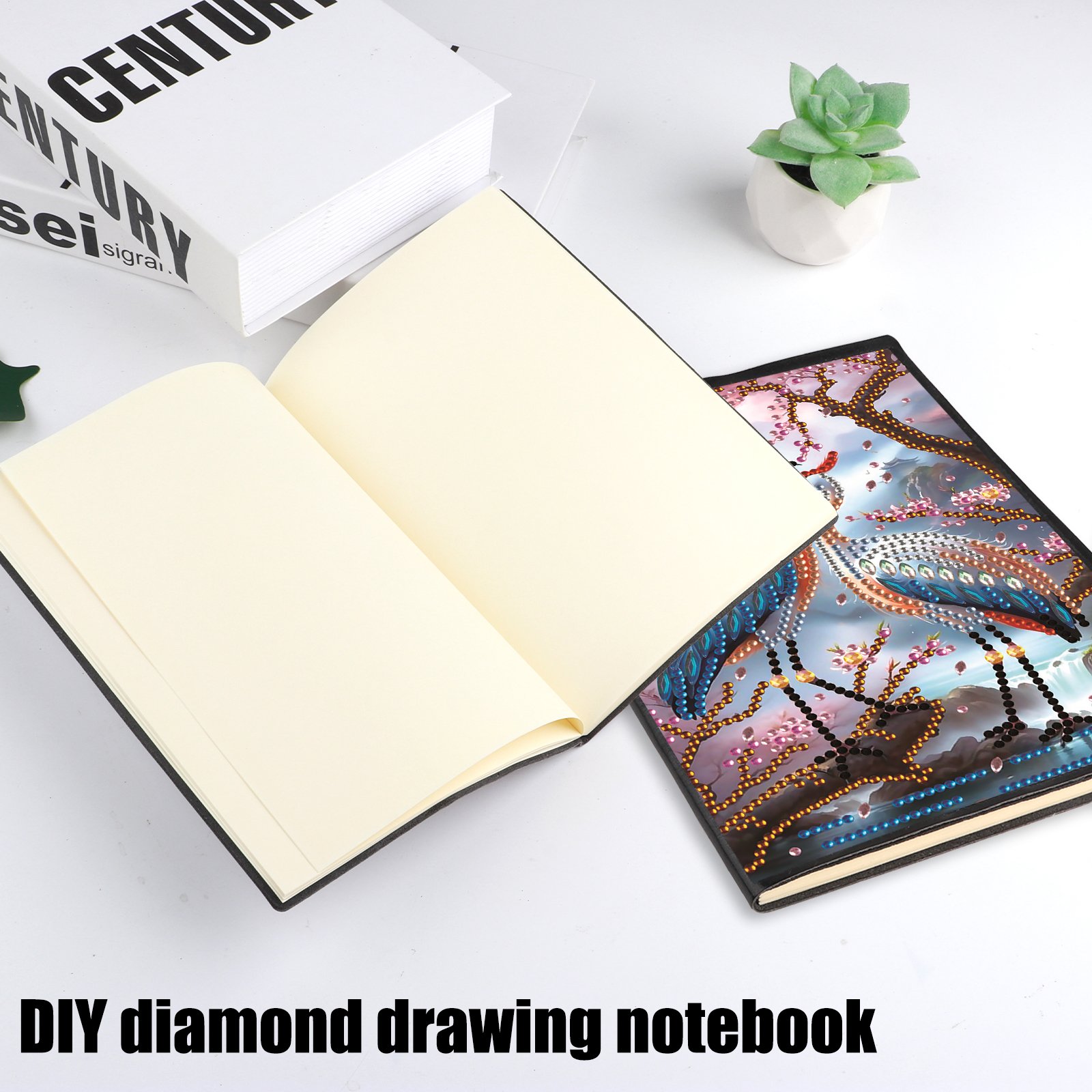 50 Pages No Line A5 Crane 5D DIY Craft Notebook Diamond Painting Kit