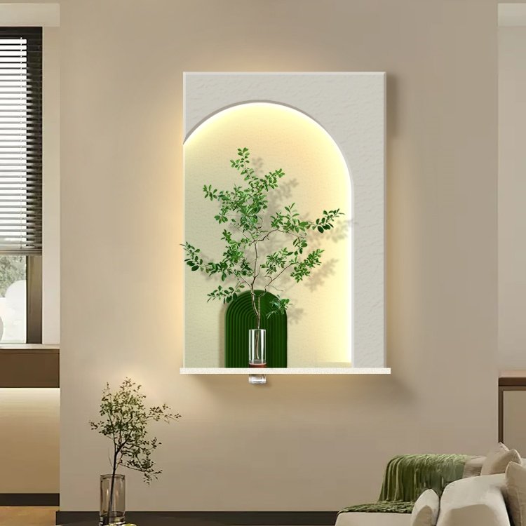 New Trend Nordic acrylic UV cutting sandstone surface decorative painting with led lights and vase decoration interior house