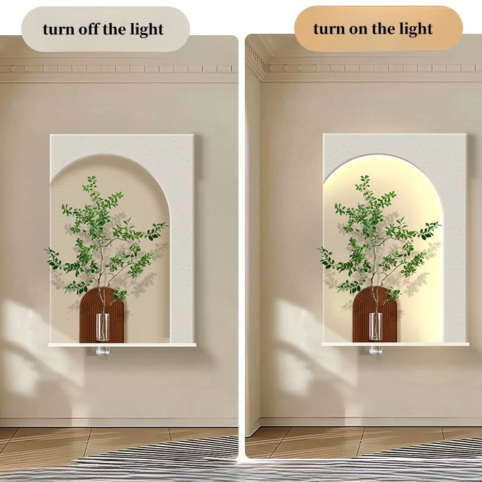 New Trend Nordic acrylic UV cutting sandstone surface decorative painting with led lights and vase decoration interior house