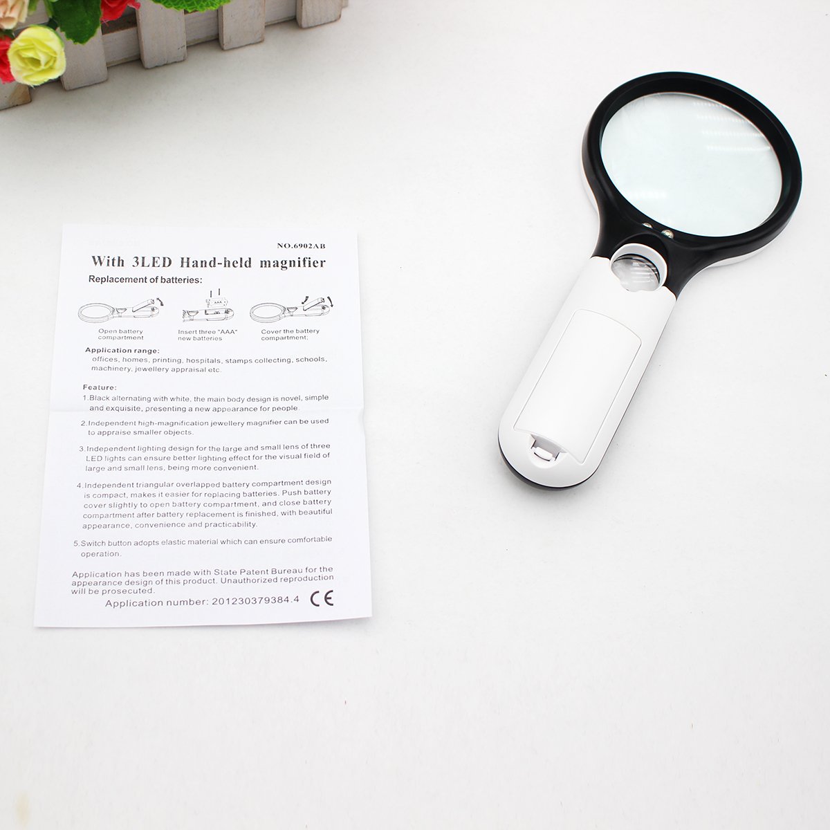 With 3 LED Lights Handheld 3X 45X Illuminated Magnifier Aid Reading For Old People Magnifying Glass Jewelry Appraisal Tool Loupe