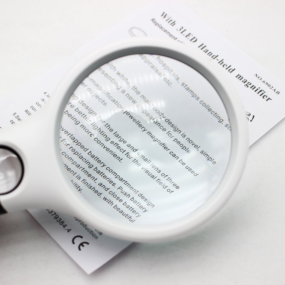 With 3 LED Lights Handheld 3X 45X Illuminated Magnifier Aid Reading For Old People Magnifying Glass Jewelry Appraisal Tool Loupe