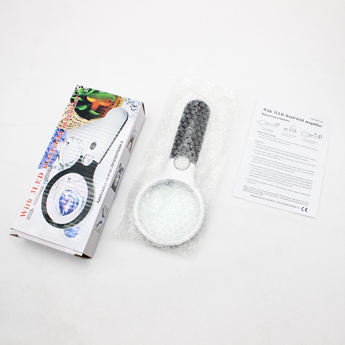 With 3 LED Lights Handheld 3X 45X Illuminated Magnifier Aid Reading For Old People Magnifying Glass Jewelry Appraisal Tool Loupe