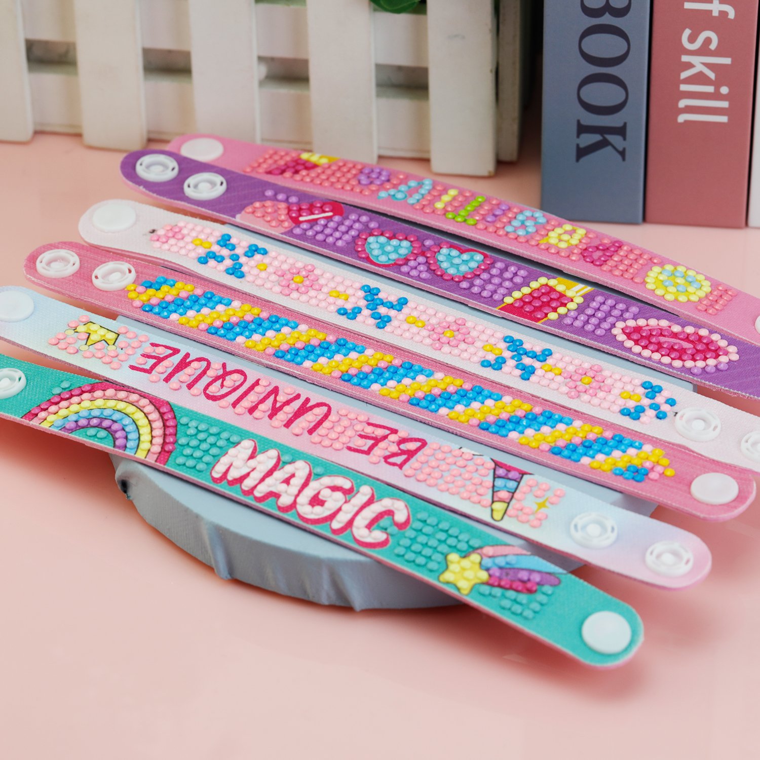 3pcs Per Set Diy Diamond Painting Wristband Sequined Sticky Button Watch with Diamond Embroidered Sports Bracelet