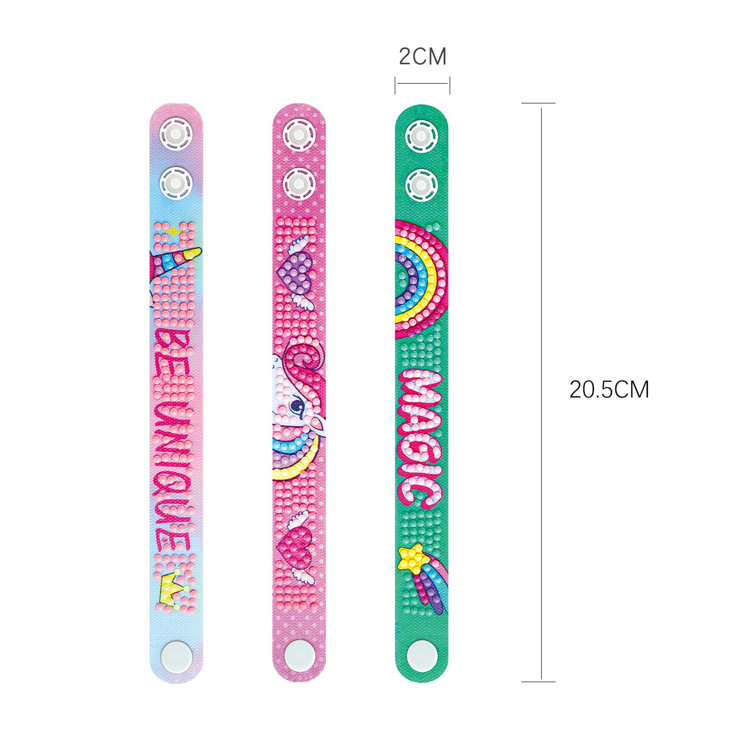 3pcs Per Set Diy Diamond Painting Wristband Sequined Sticky Button Watch with Diamond Embroidered Sports Bracelet