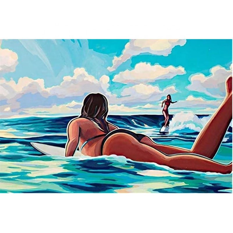 Morden lady seascapes full drill 5d diamond art kit diamond painting gemstone art wall painting