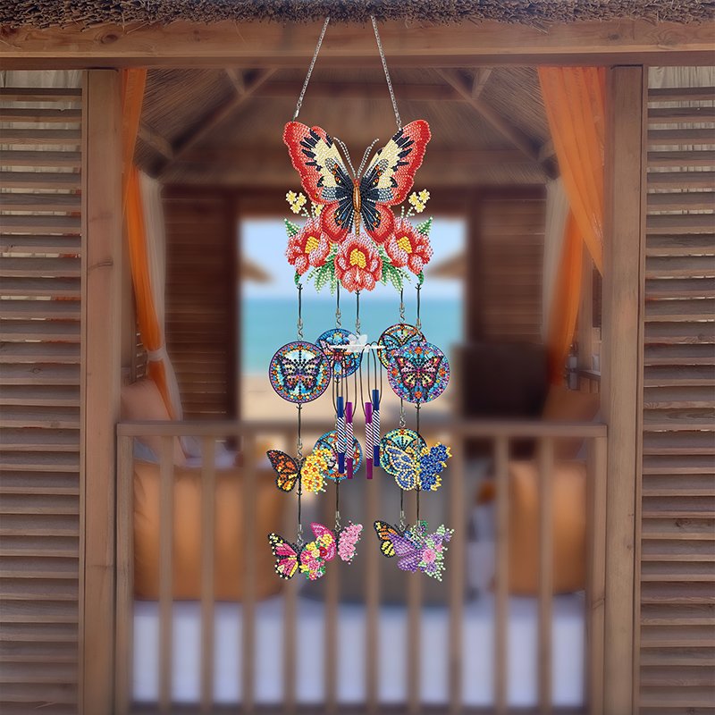 Hot Sale Butterfly 3d Wind Chime Diamond Painting DIY Diamond Painting Craft Kit Wind Chimes Decorative Pendant