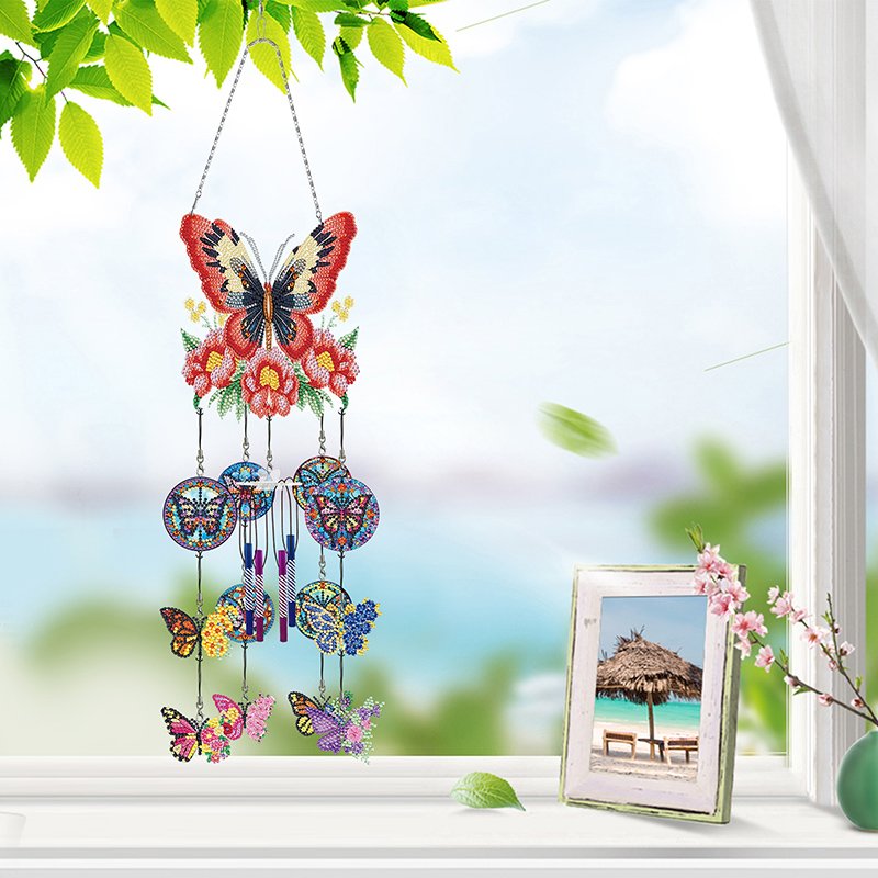 Hot Sale Butterfly 3d Wind Chime Diamond Painting DIY Diamond Painting Craft Kit Wind Chimes Decorative Pendant