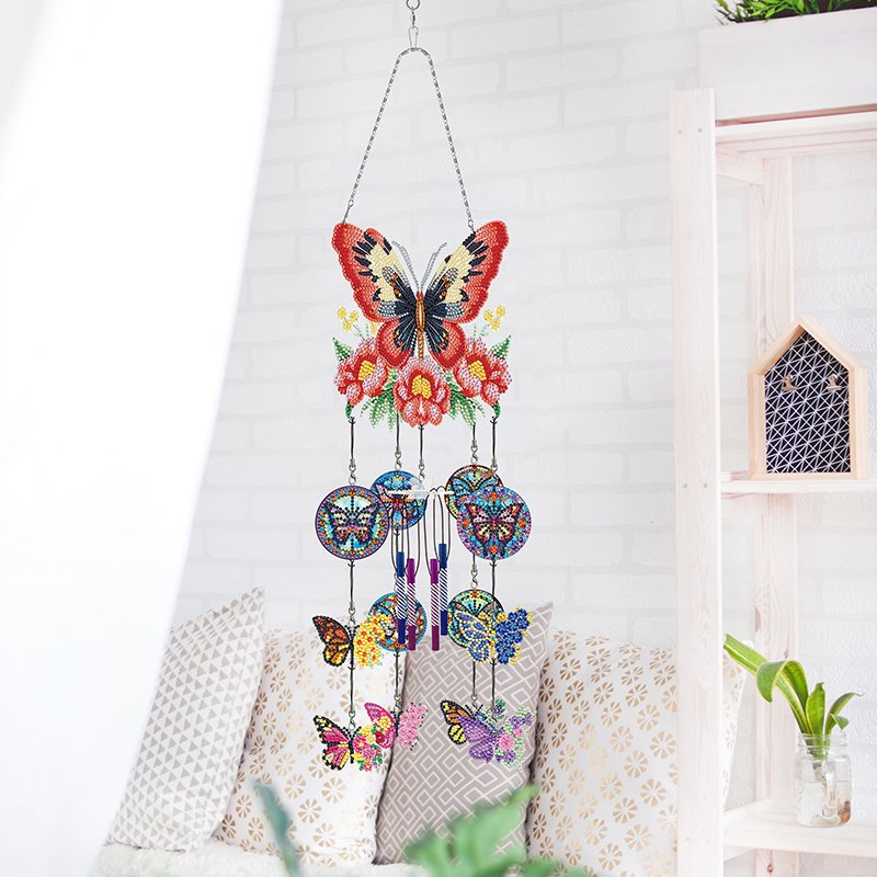 Hot Sale Butterfly 3d Wind Chime Diamond Painting DIY Diamond Painting Craft Kit Wind Chimes Decorative Pendant